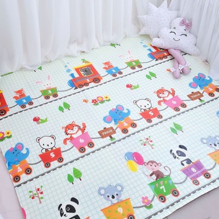 Covor pliabil pentru copii cu 2 fete Girafa si Trenulet 180 x 200 cm [5]