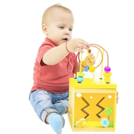 Jucarii educative si creative - Cub din lemn cu activitati care dezvolta inteligenta copilului