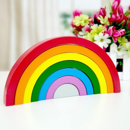 Puzzle - Curcubeu din lemn cu 7 piese