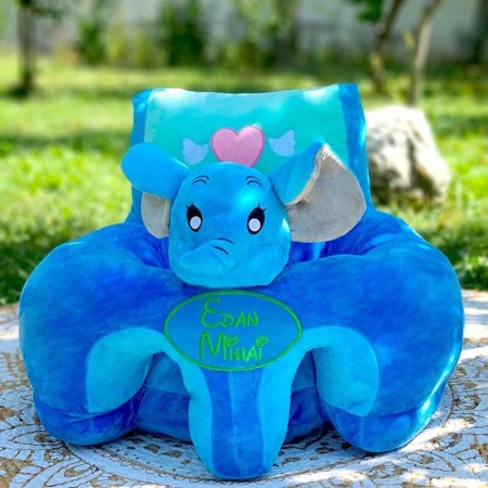 Jucarii din plus - Fotoliu bebe model elefant cu spatar-personalizat cu nume