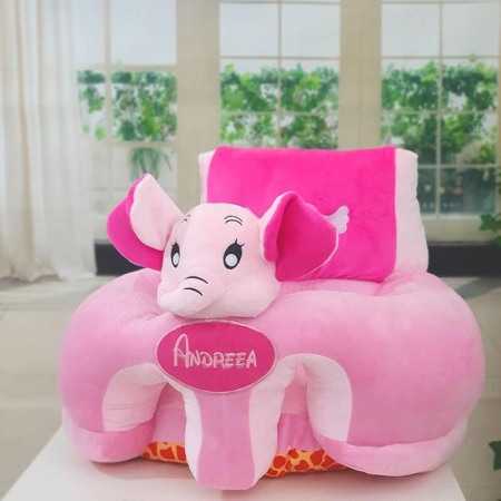 Fotolii - Fotoliu bebe model elefant cu spatar roz-personalizat cu nume