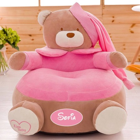 Jucarii din plus - Fotoliu din plus Teddy Roz personalizat cu nume