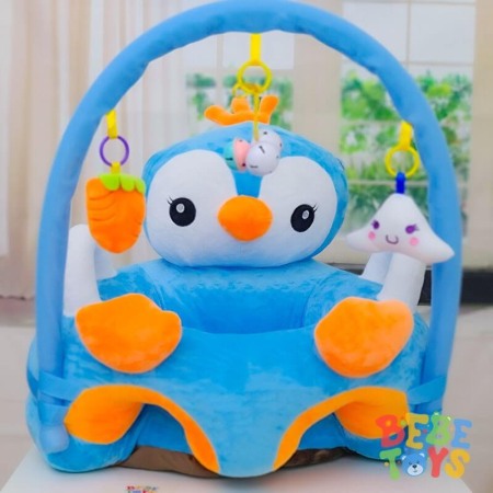 Articole bebe - Fotoliu pentru  bebe cu arcada pinguin bleu