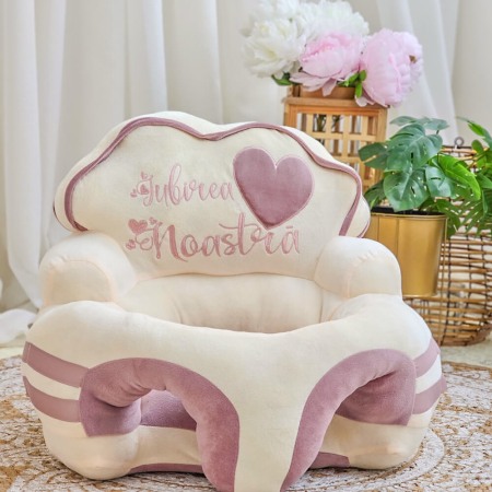 Fotoliu pentru bebe Iubirea Noastra, galben pal/Roz pudra [1]