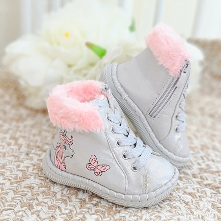 Ghete copii imblanite cu siret si fermoar FD115 Silver [0]