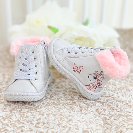 Ghete copii imblanite cu siret si fermoar FD115 Silver [2]