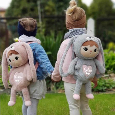 Ghiozdan Iepuras personalizat cu nume, Roz pudra [1]