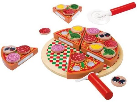 Bucatarii si accesorii - Joc creativ din lemn: Feliaza Pizza