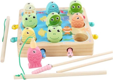 Jucarii Montessori - Joc de pescuit din lemn multifunctional