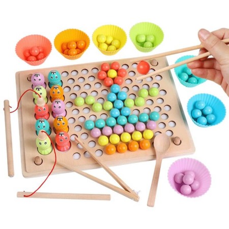 Gradinita si scoala - Joc din lemn 3 in 1 Mozaic, memorie si dexteritate
