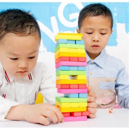 Constructie si creativitate - Joc din lemn model Jenga Colour