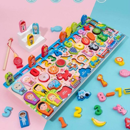 Joc educational din lemn 6 in 1 Cartoon [2]