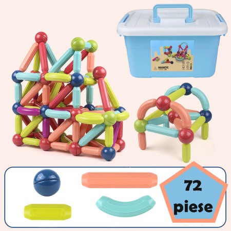Jocuri de constructie - Joc Magnetic Stiks cu 72 piese