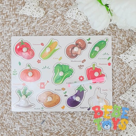 Pachet 3 puzzle din lemn: Fructe,legume si obiecte [2]