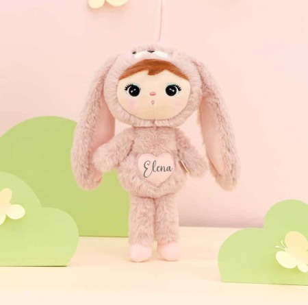 Papusa personalizata cu nume Iepuras, roz, 30cm [0]
