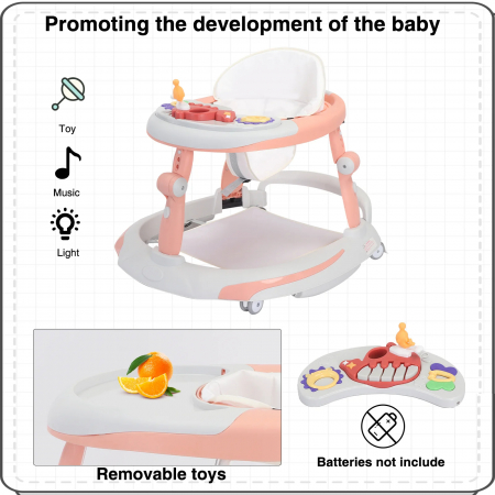 Premergator Bebelusi 3 in 1 cu Jucarii Detasabile si Lumini – Reglabil pe Inaltime, Pliabil, Mod Leganat [7]