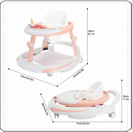 Premergator Bebelusi 3 in 1 cu Jucarii Detasabile si Lumini – Reglabil pe Inaltime, Pliabil, Mod Leganat [8]