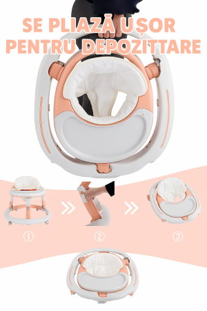 Premergator Bebelusi 3 in 1 cu Jucarii Detasabile si Lumini – Reglabil pe Inaltime, Pliabil, Mod Leganat [3]
