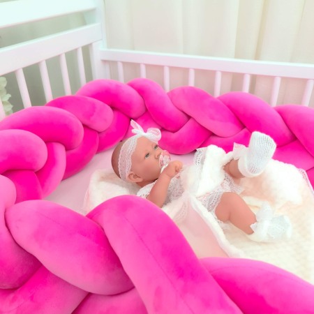 Protectie laterala impletita - Catifea Fucsia [2]