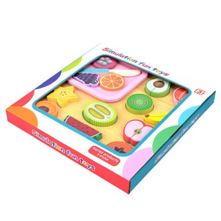 Puzzle - Puzzle din lemn incastru: Fructe de feliat Fun Toys