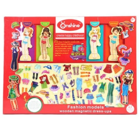 Puzzle din lemn magnetic imbraca fetite Onshine [2]