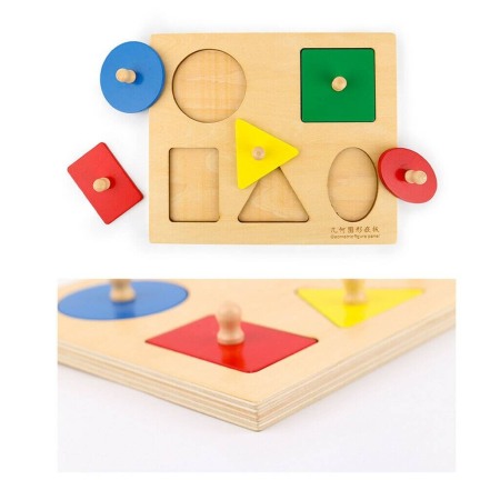 Puzzle din lemn Montessori cu 5 forme geometrice [1]