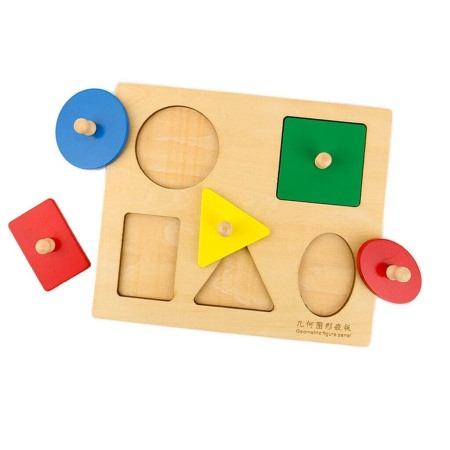 Puzzle din lemn Montessori cu 5 forme geometrice [0]
