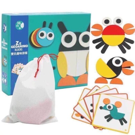Puzzle - Puzzle educativ din lemn cu animale Geoanimo