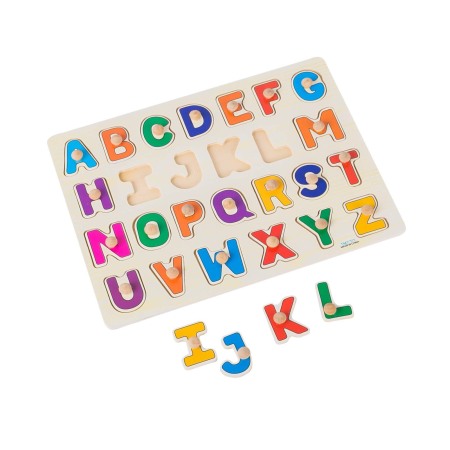 Litere si cifre - Puzzle lemn  cu maner Alfabet