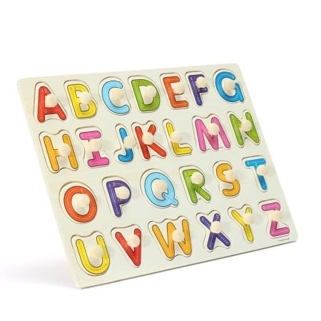 Jucarii din lemn - Puzzle lemn  cu maner Alfabet