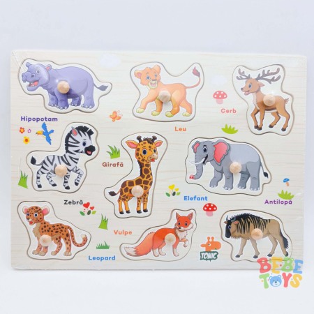 Litere si cifre - Puzzle lemn in limba romana Animale salbatice