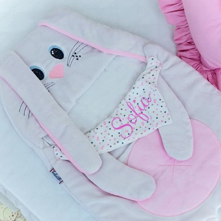 Sac de dormit iepuras roz-personalizat cu nume [3]