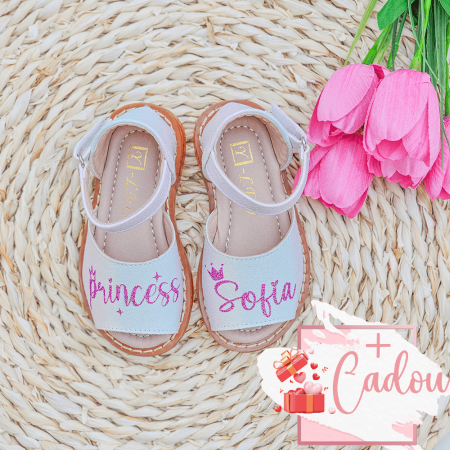 Cadouri personalizate - Sandale pentru Fete 236A White Princess, personalizate cu nume