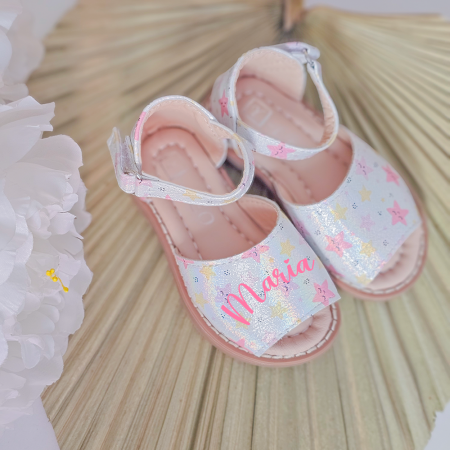 Cadouri personalizate - Sandale pentru Fete 832 White, personalizate cu nume