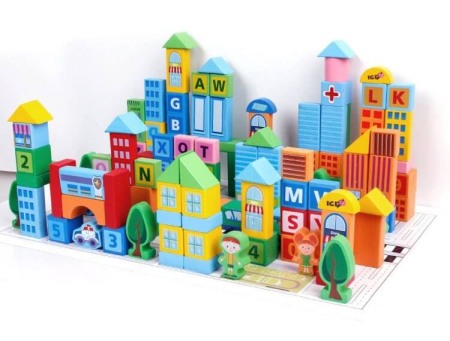 Set 100 cuburi din lemn Smart Town [4]