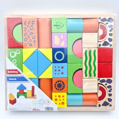 Cuburi constructive - Set 34 cuburi constructie din lemn