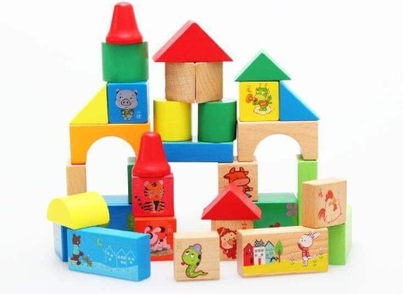 Set 51 cuburi constructie din lemn [0]