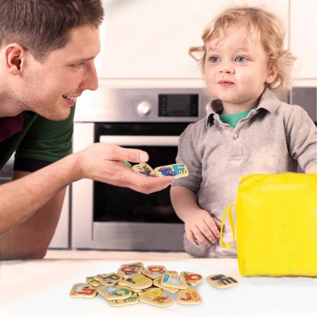 Set litere din lemn magnetice-28 piese [6]