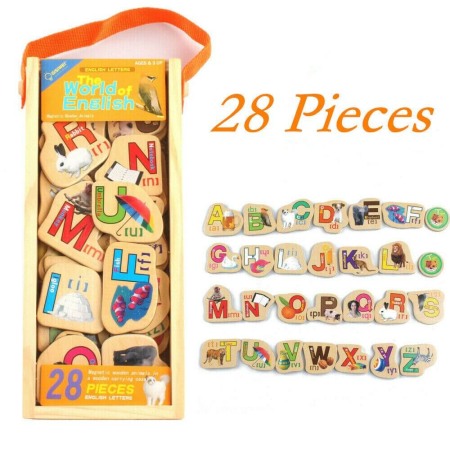 Set litere din lemn magnetice-28 piese [0]