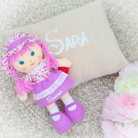 Set personalizat: Papusa muzicala 35cm 0012Mov + pernuta [0]