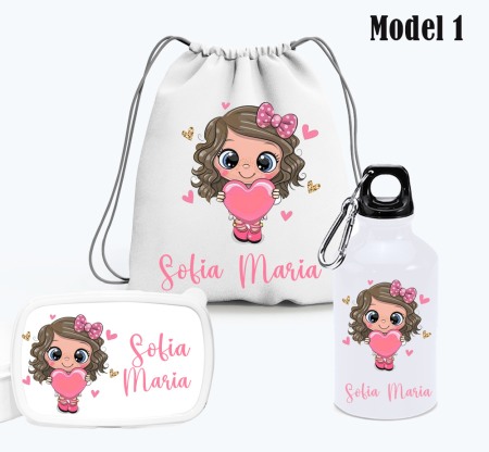 Cadouri personalizate - Set Personalizat pentru gradinita/cresa Model Little Girls