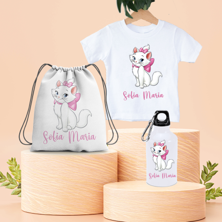 Cadouri personalizate - Set: Tricou, sticla si Rucsac pentru Copii Personalizate cu Personaj si Nume