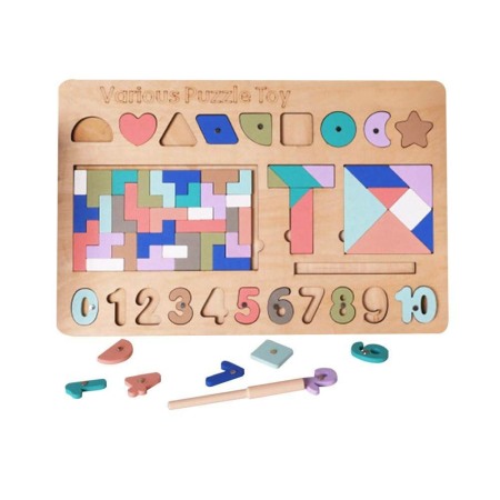 Puzzle - Tabla din lemn cu 5 activitati