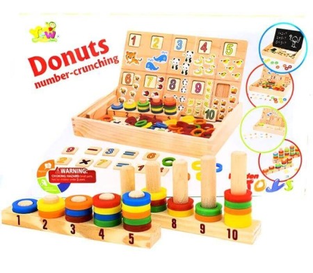 Litere si cifre - Tablita multifunctionala Montessori Model Donuts