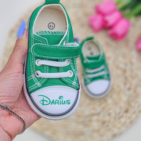 Tenisi copii cu arici, personalizati cu nume, verde [1]