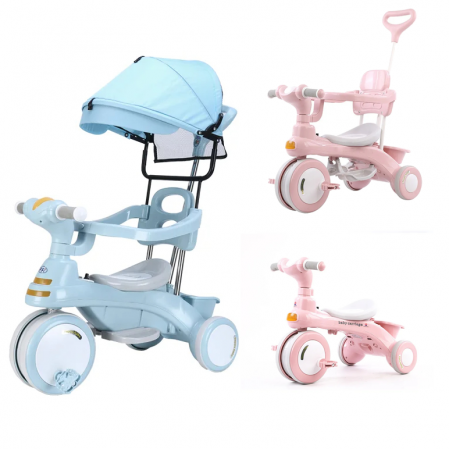 Jucarii de exterior - Tricicleta 3 in 1 pentru copii cu maner parental, spatar si functie muzicala