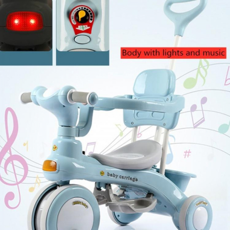 Tricicleta 3 in 1 pentru copii cu maner parental, spatar si functie muzicala [8]