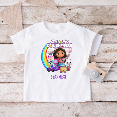 Tricouri cu personaje - Tricou copii Gabby's Dollhouse, Personalizat cu nume