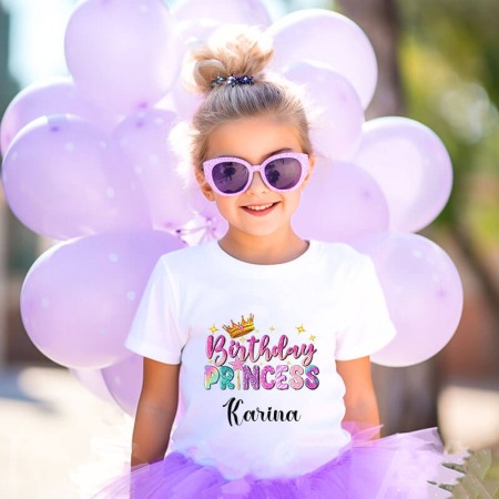 Haine copii - Tricou copii Personalizat cu nume Birthday Princess