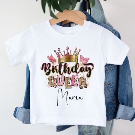Haine copii - Tricou copii Personalizat cu nume Birthday Queen